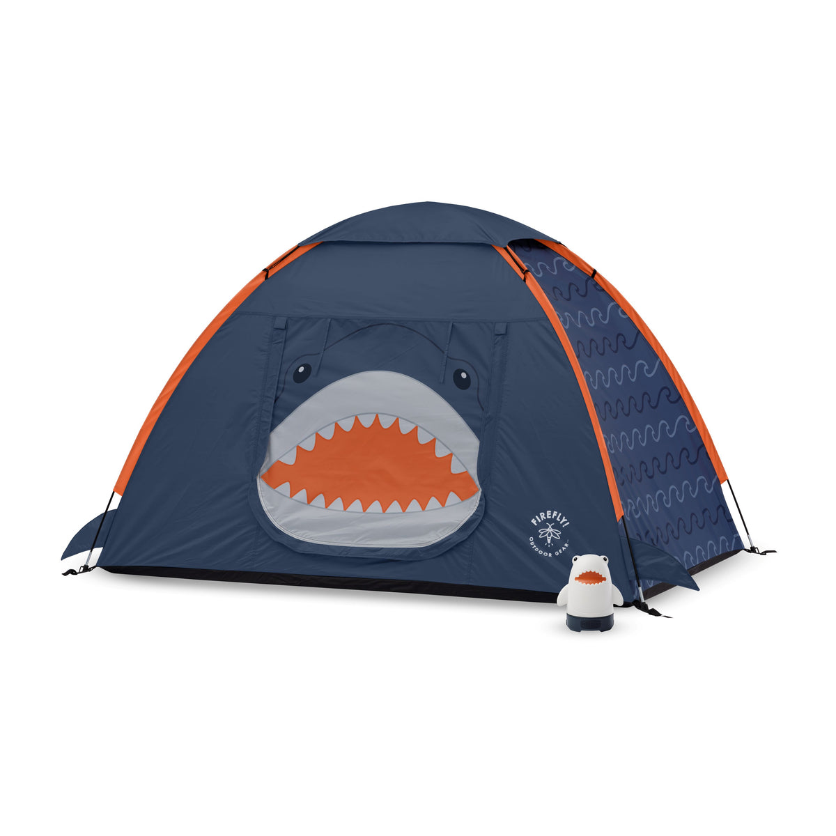 Children's tent with shark design on a white background